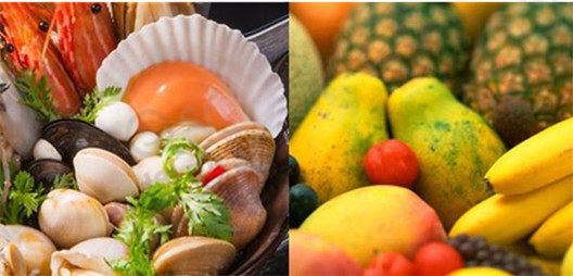 海鲜、热带水果食物